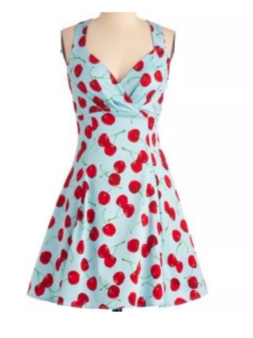 Modcloth Ixia 50’s style' Blue Cherry Print Sundress Cotton - Size S